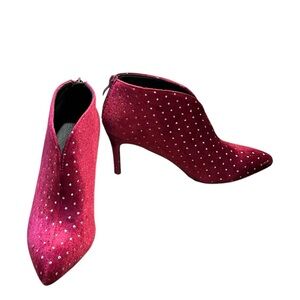 Allegra K Women's Burgundy Cutout Pointed Toe Heel Ankle Boots Size: 8